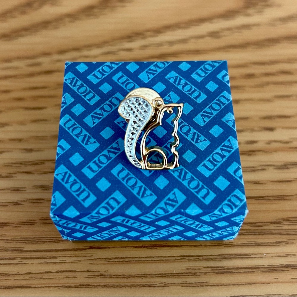 Vintage Avon Jewelry Squirrel Lapel Pin, gold and silver tone